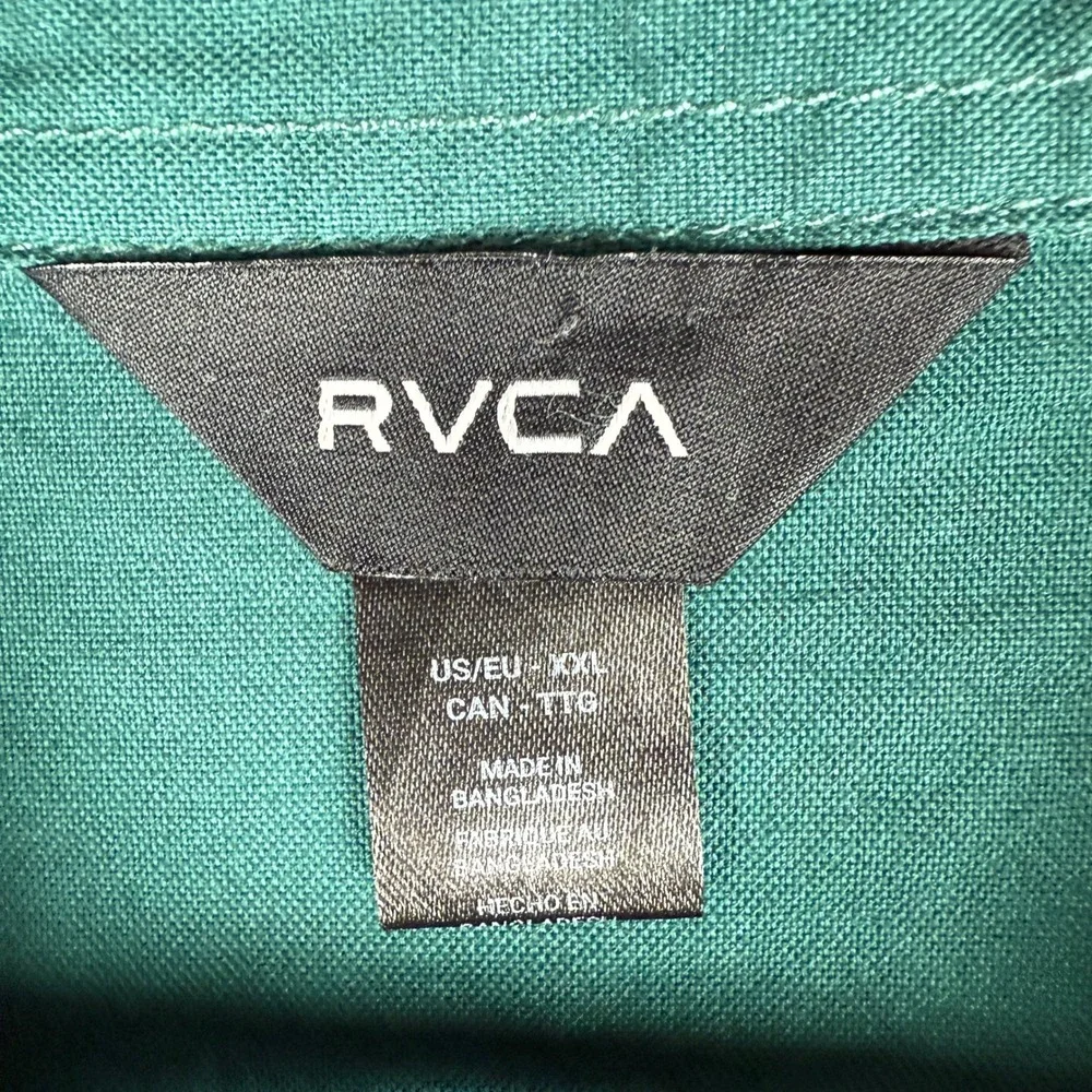NEW RVCA Douglas Long Sleeve Shirt Mens 2XL Forest Green Woven‎ Button Up - Picture 5 of 10